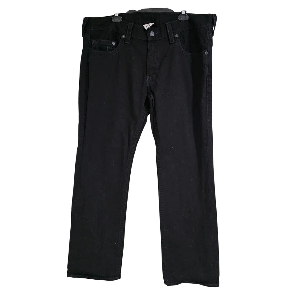True Religion vintagey2k Bobby Jeans Mens 40 Black Straight Leg Denim